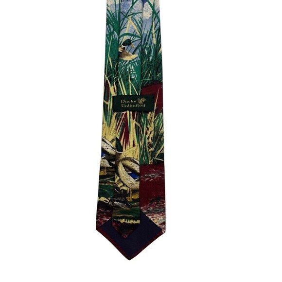 VTG 90s Ducks Unlimited Mallard Waterfowl Hunting Wildlife Silk Tie Made in USA - Picture 7 of 9